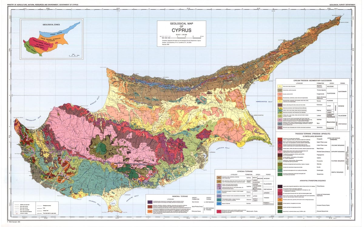 키프로스의 지리적인 지도