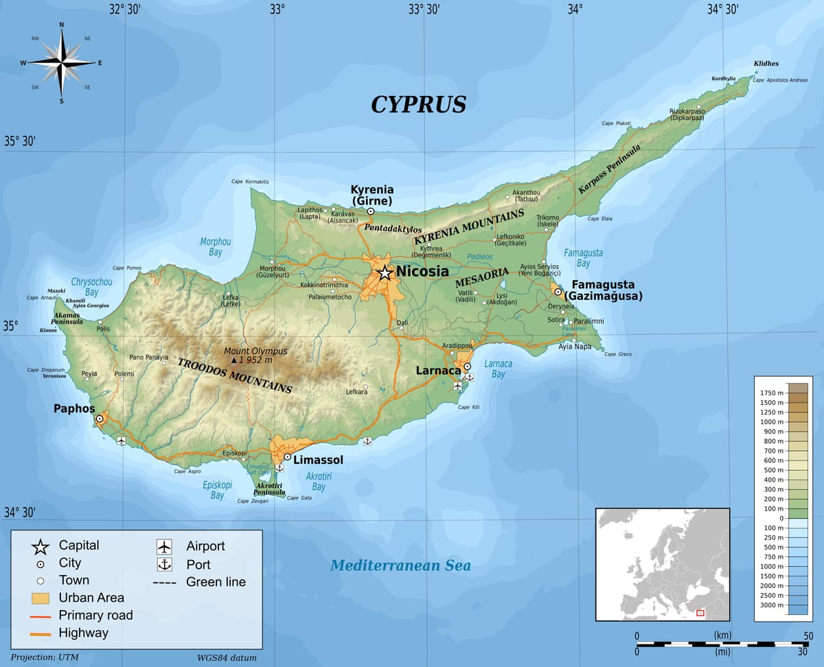 지도 키프로스의 신체