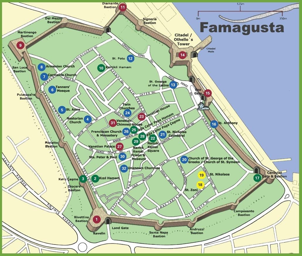 지도 famagusta 북 키프로스