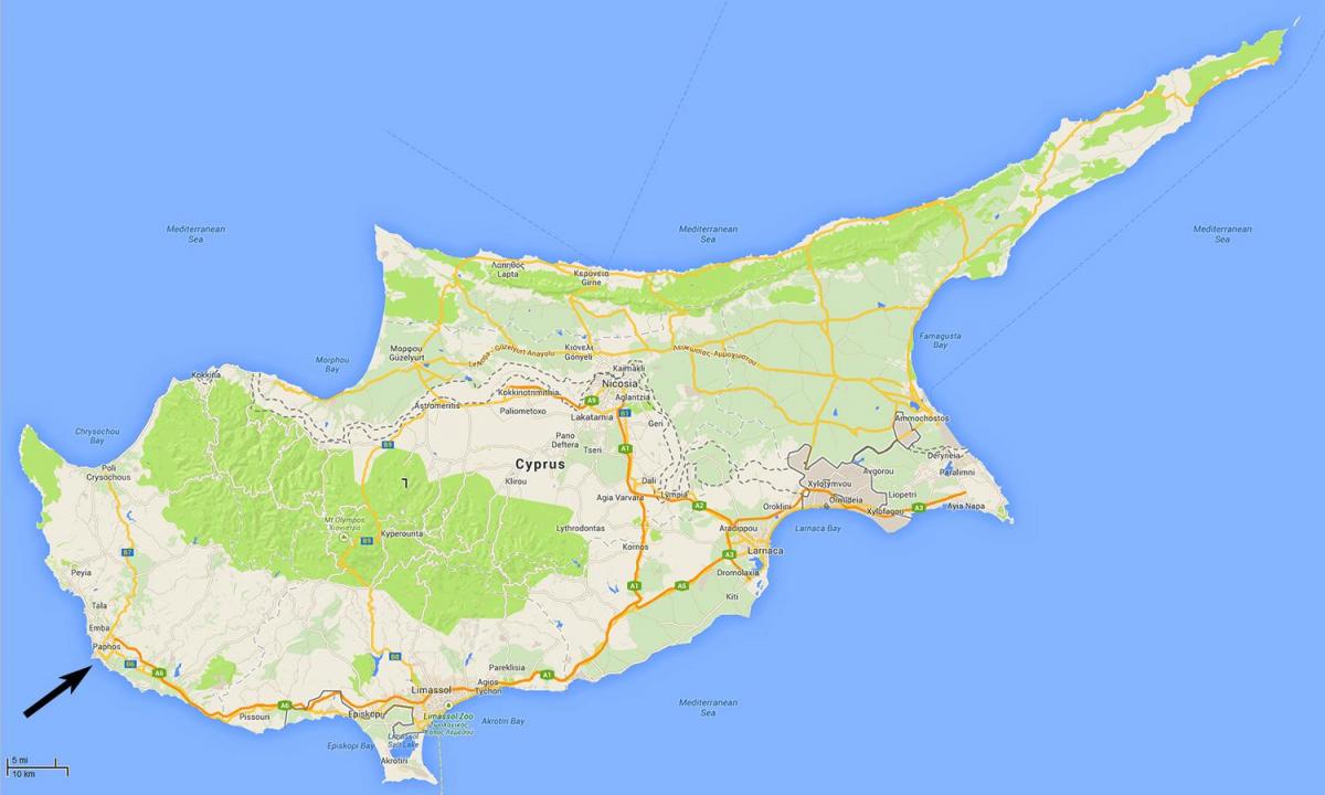지도 키프로스의를 보여주는 공항들