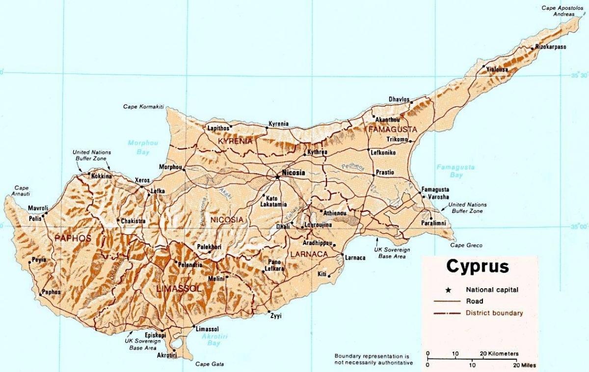 키프로스로 온라인 도로 지도